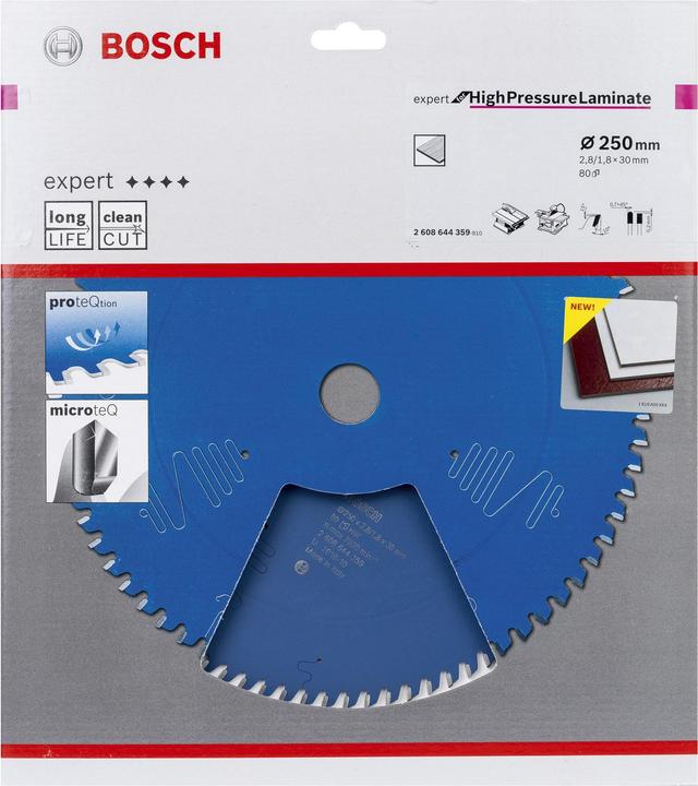 Produktbild Bosch Professional Zubehör Kreissägeblatt Expert for High Pressure Laminate, 250 x 30 x 2,8 mm, 80