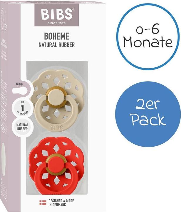 Produktbild Bibs Boheme 2 PACK Latex Round 0-6m Vanilla Candy Apple (2x, 0 - 6 Monate)
