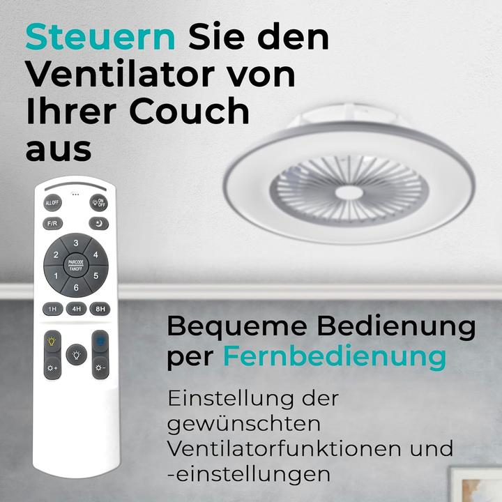Produktbild Noaton Deckenventilator Vega mit LED-Beleuchtung & Lautsprecher (45 dB)