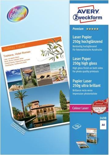 Immagine prodotto Avery Carta fotografica laser a colori Premium, 100 Blatt (250 g/m², A4, 100 x)