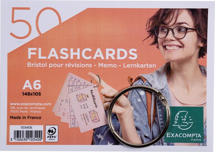 Actual product image Exacompta Flashcards (A6, 205 g/m², 50 x)