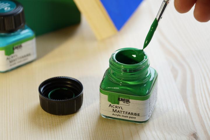Actual product image Kreul Creativity set matte paint 6 x 20ml (Dark brown, Yellow, Green, Blue, Black, Red, 120 ml)