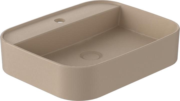 Emke Aufsatzwaschbecken, 40 x 50 x 11 cm, Keramik, Rechteck, Abgerundete Ecken R, Mattbeige (500 mm, 20000 mm)