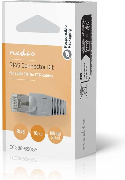 Immagine prodotto Nedis Spina RJ45 | CAT5 UTP solido | dritto | Placcato oro | 10 pezzi | PVC | Grigio / Trasparente (UTP, CAT5, 10 m)