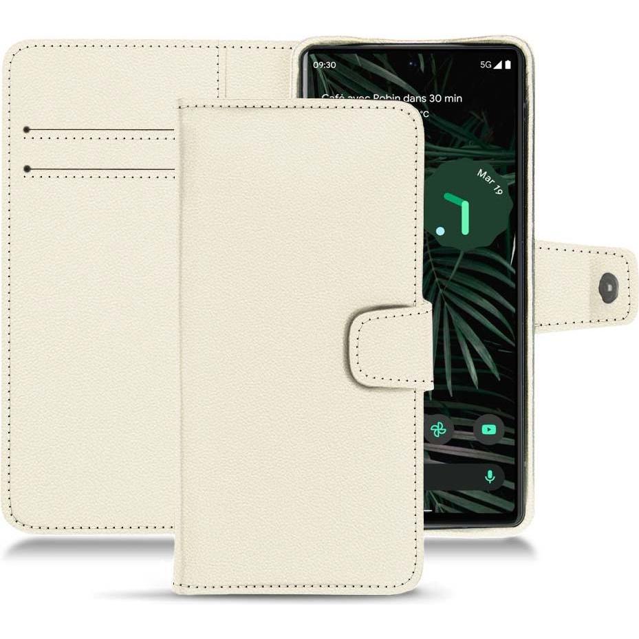 Noreve Lederschutzhülle Wallet (Google Pixel 6 Pro), Smartphone Hülle, Weiss