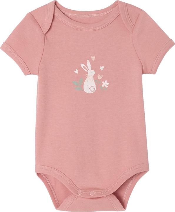 Immagine prodotto Vertbaudet Bio-Kollektion: 5er-Pack Baby Bodys mit kurzen Ärmeln, Hase & Blumen (62)