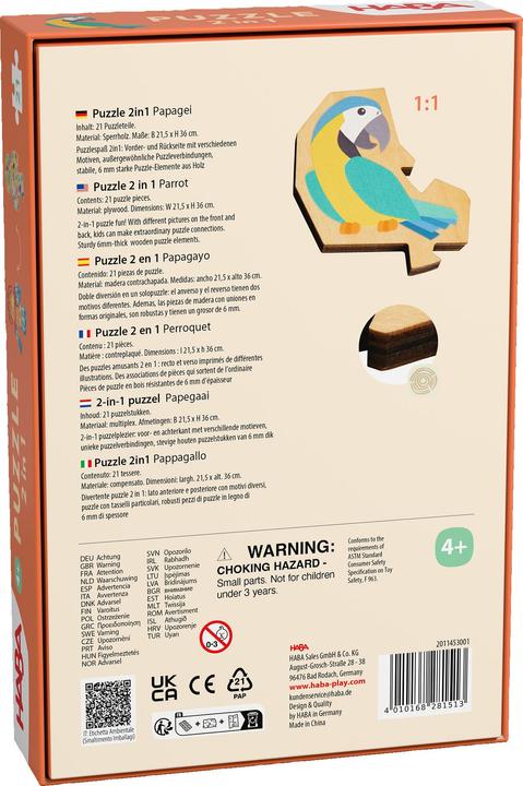 Produktbild Haba Puzzle 2in1 Papagei 21 Teile (21 Teile)