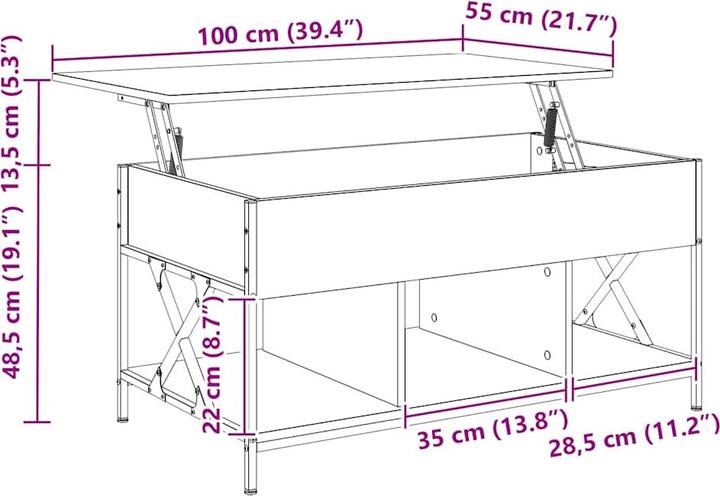 Image du produit vidaXL Couchtisch (100 x 55 x 50 cm)
