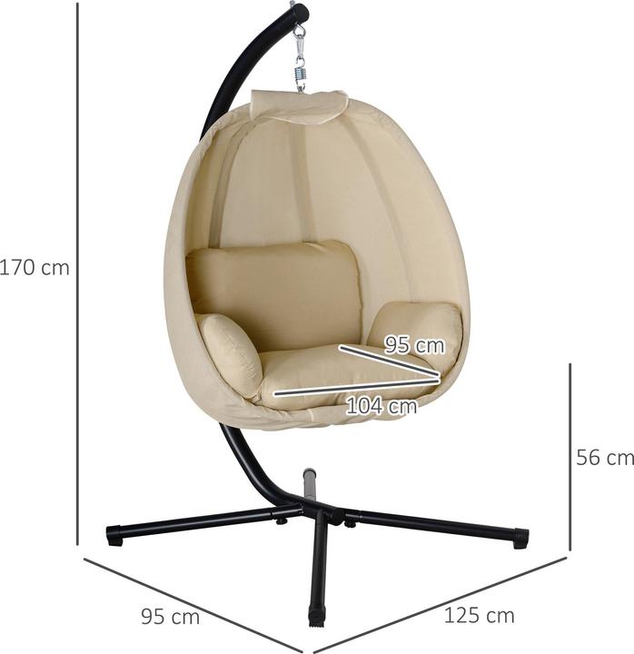 Produktbild Outsunny Hängesessel Metall, Polyester Khaki