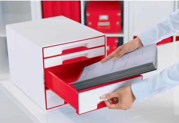 Produktbild Leitz Schubladenbox WOW CUBE weiss/rot (A4+)