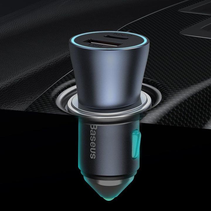 Produktbild Baseus Golden Contactor Pro car charger, USB + USB-C, QC4.0+, PD, SCP, 40W (gray)
