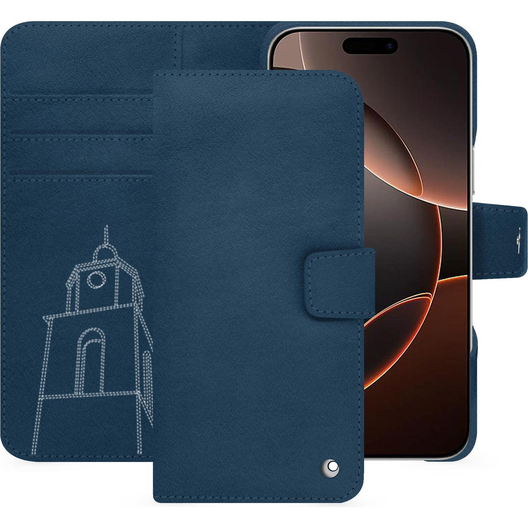 Thumbnail - Noreve Lederschutzhülle Apple iPhone 16 Pro (Apple iPhone 16 Pro), Smartphone Hülle, Blau