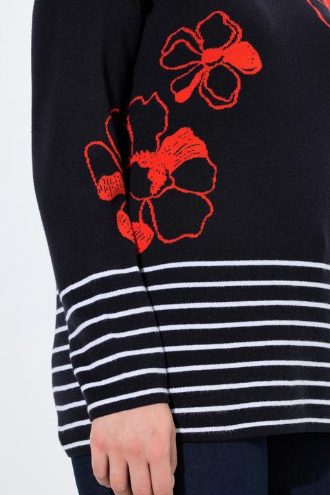 Produktbild Ulla Popken Pullover, Blüten, U-Boot-Ausschnitt, Langarm (50)