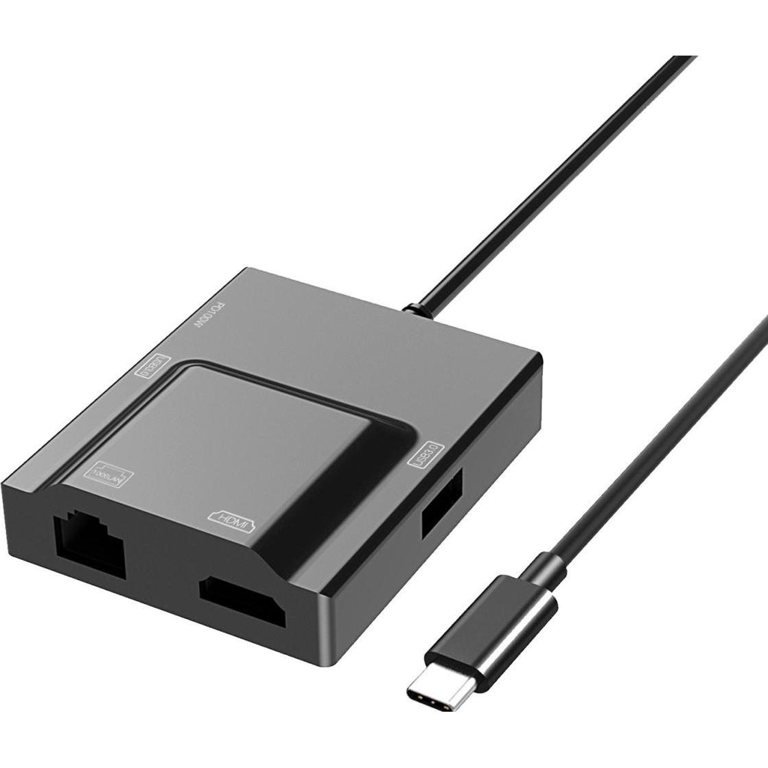 PowerGuard 5-in-1 USB-C HDMI Gigabit Ethernet USB 3.0 100W Multiport Adapter (USB-C, 5 porte), Docking station + Hub USB, Nero