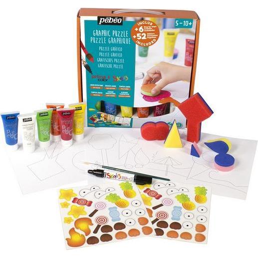Pebeo, Künstlerfarbe + Bastelfarbe, Kit Gouache 6T Grafisches Puzzle (Mehrfarbig, 20 ml)