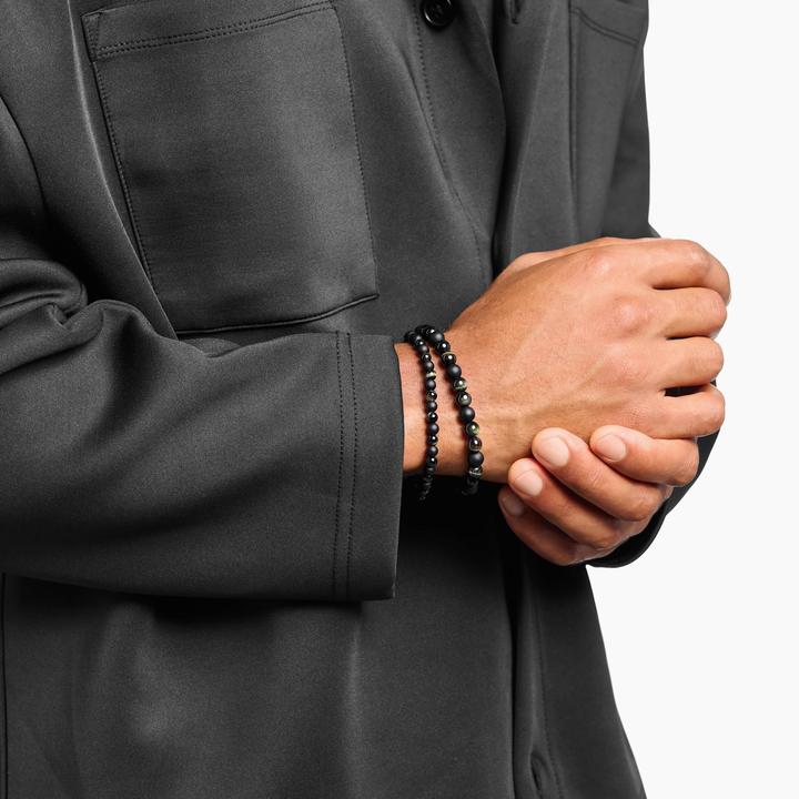Immagine prodotto Thomas Sabo Braccialetto talismano con ossidiana e occhio di tigre (19 cm, Argento 925)