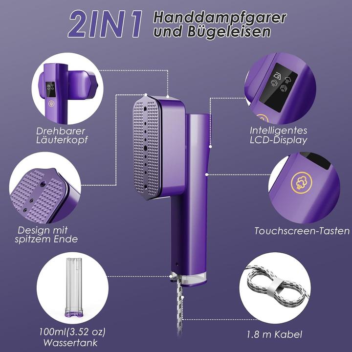 Actual product image Aigccc 2-in-1 Hand-Dampfglätter mit LED Display (1200 W)