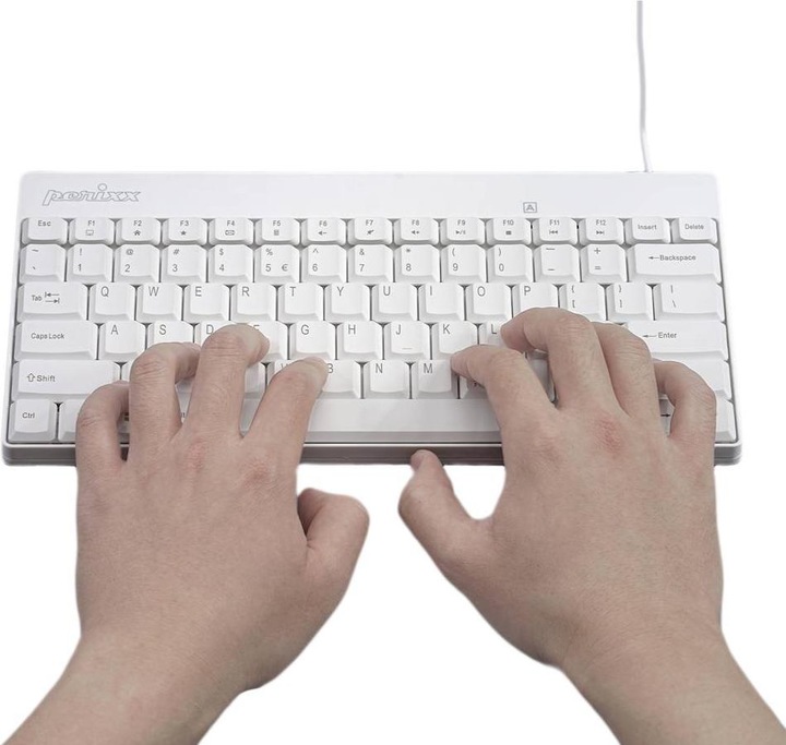 Actual product image Perixx PERIDUO-212 DE, mini USB keyboard and mouse set, white (DE, Cable)