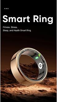 Immagine prodotto Powerton SMART Ring Grösse 8 schwarz / Smart Ring / BT 5.0 / IP68 (8, Nero, Oro)