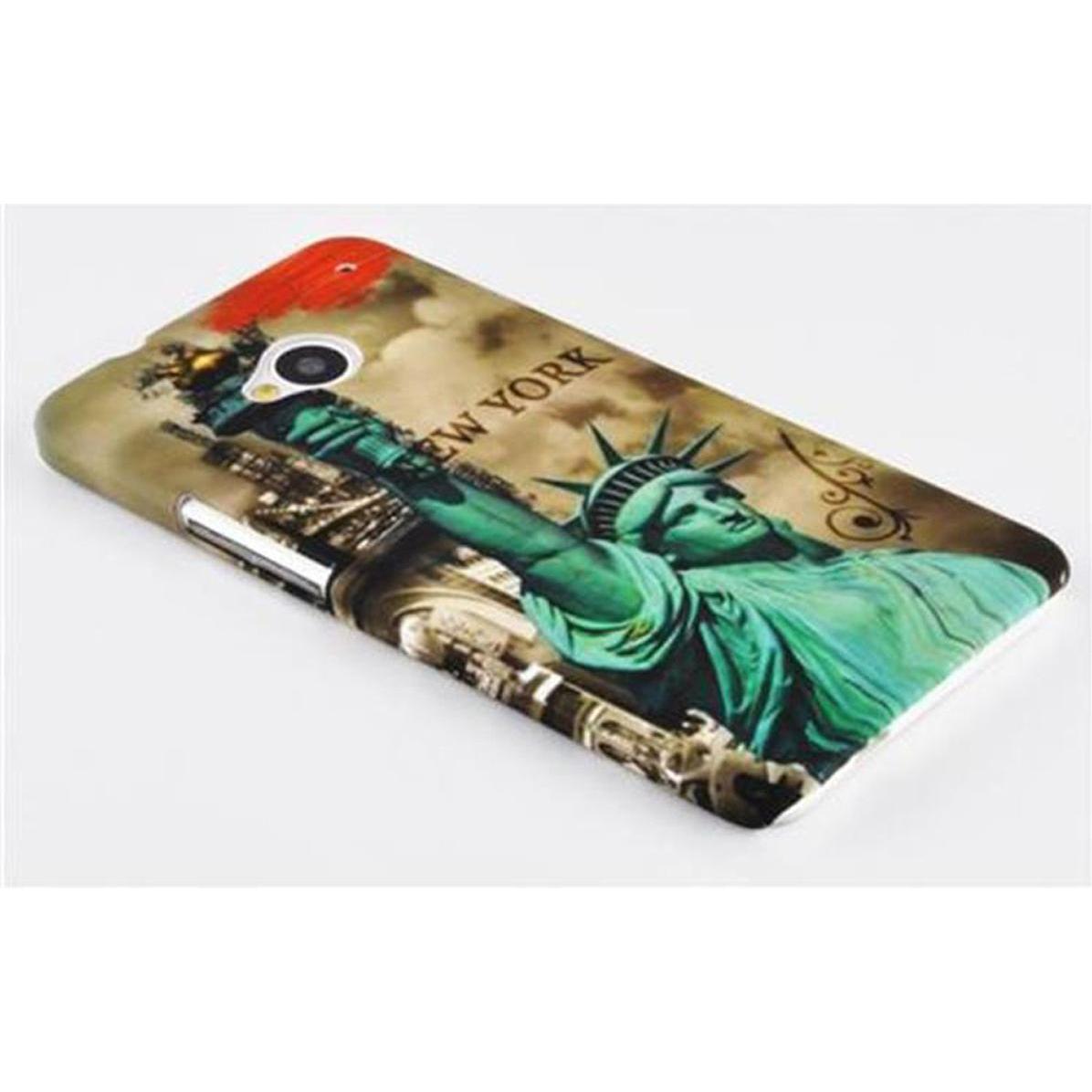 Thumbnail - Cadorabo Hard Cover mit Aufdruck Cover (HTC One M7), Smartphone Hülle, Braun