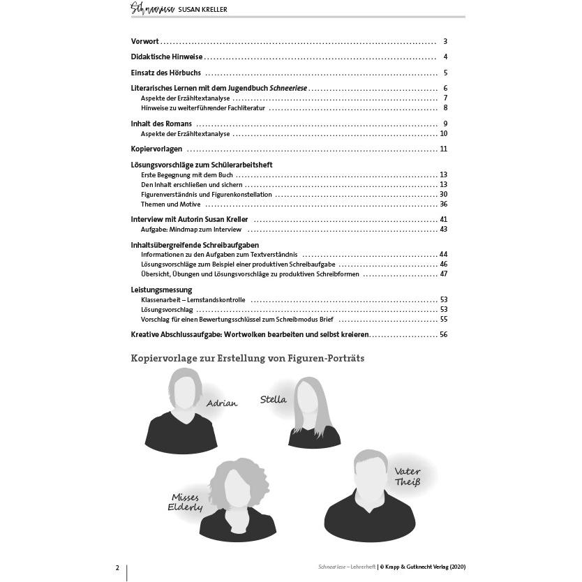 Schneeriese - Susan Kreller - Lehrerheft, Schulbücher von Christel Metzger