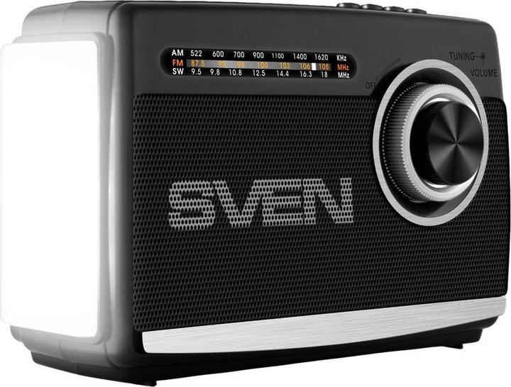 Actual product image Sven Głośnik SRP-155 czarny (3W, Bluetooth, FM/AM/SW, USB, microSD, latarka, bateria) (AM, FM, Bluetooth)