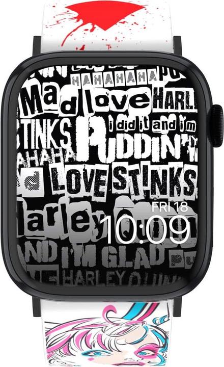 Immagine prodotto Moby Fox Bracciale Smartwatch Harley Quinn Mad Love 22 mm (22 mm, Silicone, Acciaio inossidabile, Apple Watch)
