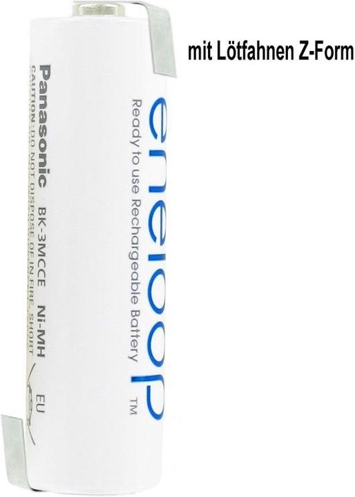 Actual product image Panasonic Akku Eneloop BK-3MCC Mignon AA mit Lötfahne in Z-Form (1 pcs., AA, 1900 mAh, Battery + charger)