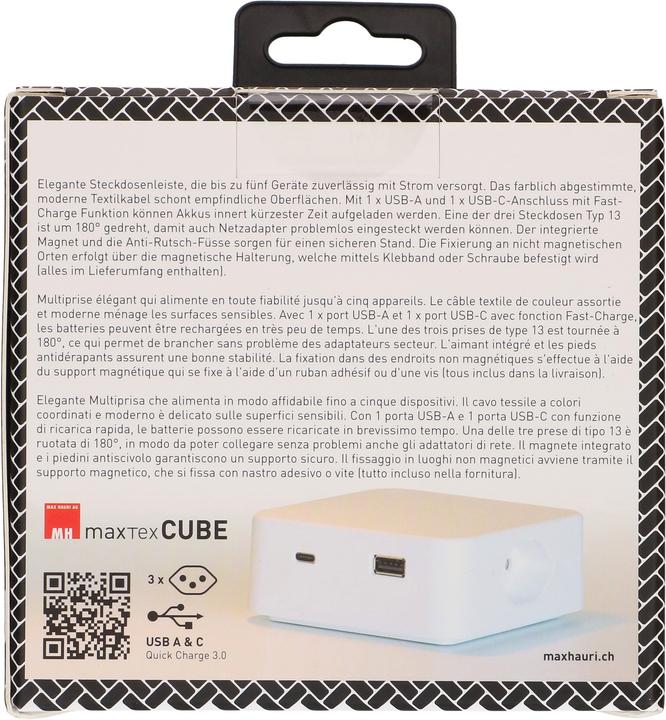 Produktbild Max Hauri maxTEX Cube (3 x, USB-A, USB, USB-C, Typ 13, 2 m)