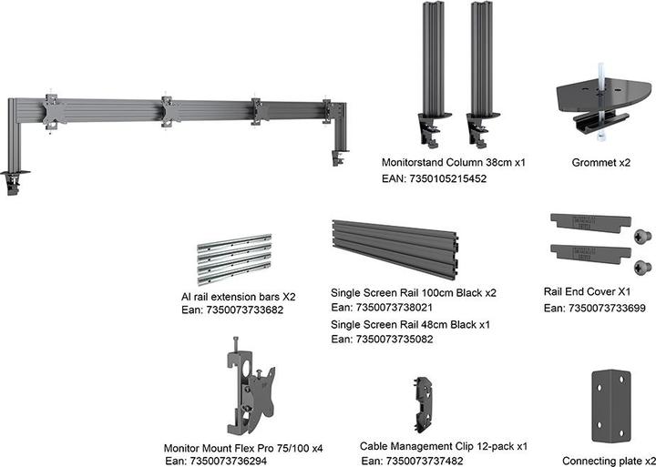 Image du produit Multibrackets Support d'écran 4" multiple jusqu'à 32", métal, noir (Tables, 32", 10 kg)