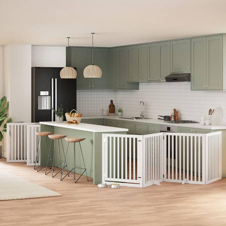 Produktbild vidaXL Hundetor mit Tür Faltbar Absperrgitter Hunde Schutzgitter 10-tlg. Holz (6 cm)