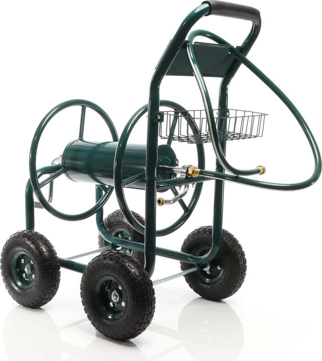 Actual product image Wiltec Hose Reel Cart with Basket Wheeled Hose Reel Holder for Outdoors Gardening (70 m)
