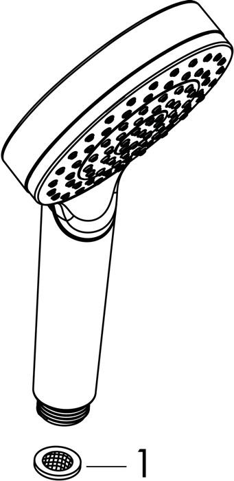 Actual product image hansgrohe HG Handbrause CROMETTA 1jet DN 15 EcoSm Version 9 l/min weiss/chrom (1 Beam type, 9 l/min)