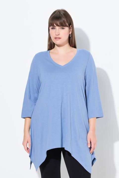 Produktbild Ulla Popken Shirt, Zipfelsaum, V-Ausschnitt, 3/4-Arm (50, 52)