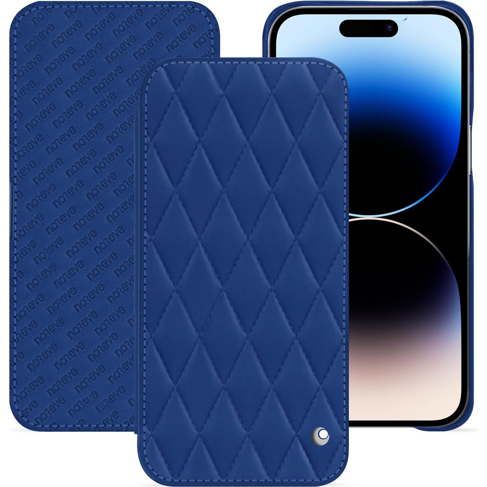 Noreve Lederschutzhülle horizontal (Apple iPhone 15 Pro Max), Smartphone Hülle, Blau