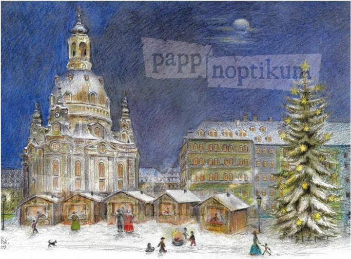 Pappnoptikum 1008 - Dresda - Mercatino di Natale Frauenkirche (Mini Calendario dell'Avvento)