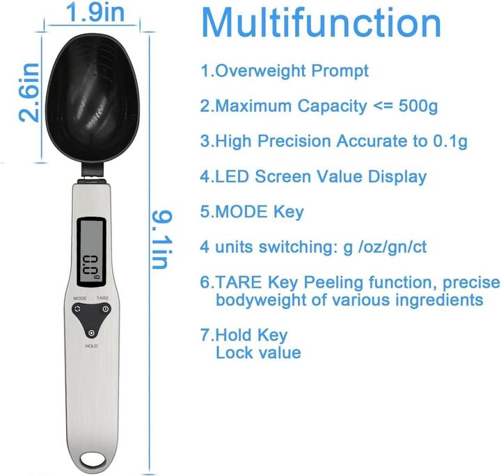 Image du produit Swissdetector Balance - Cuillère de cuisine - de haute qualité 500g/0.1g