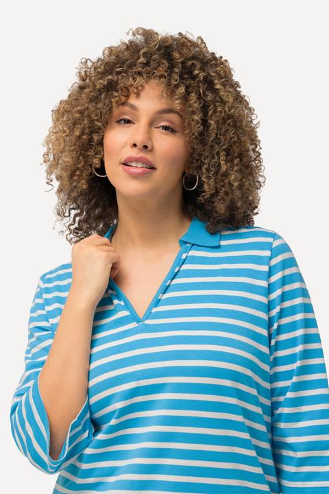 Produktbild Ulla Popken Poloshirt, Ringel, V-Ausschnitt, 3/4-Arm (46, 48)