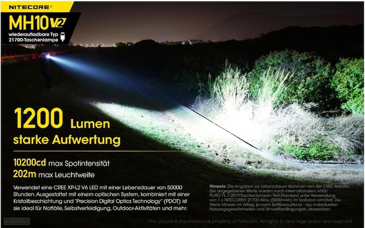 Produktbild Nitecore MH10 V2 - 1200 Lumen (14.70 cm, 1200 lm)