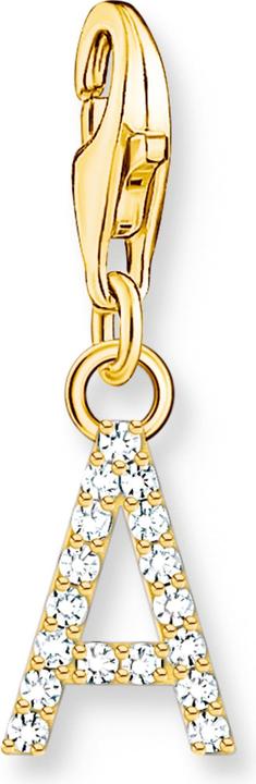 Thomas Sabo Charm Pendant Letter A with White Stones Gold Plated (925 silver)