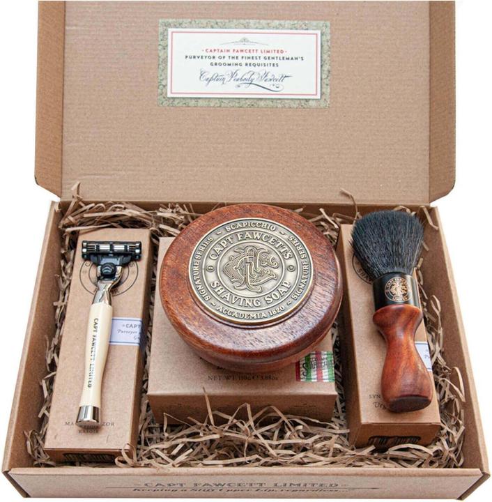 Image du produit Captain Fawcett Coffret cadeau - Scapicchio : Savon à Raser, Blaireau et Rasoir