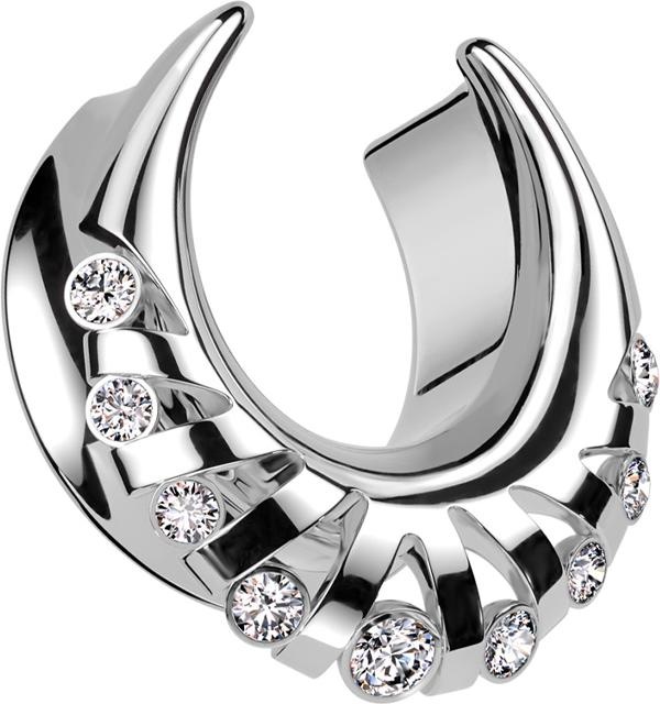 Produktbild Star Piercing Sattel silber Strahlen mit Kristallen silber (Chirurgenstahl 316L)