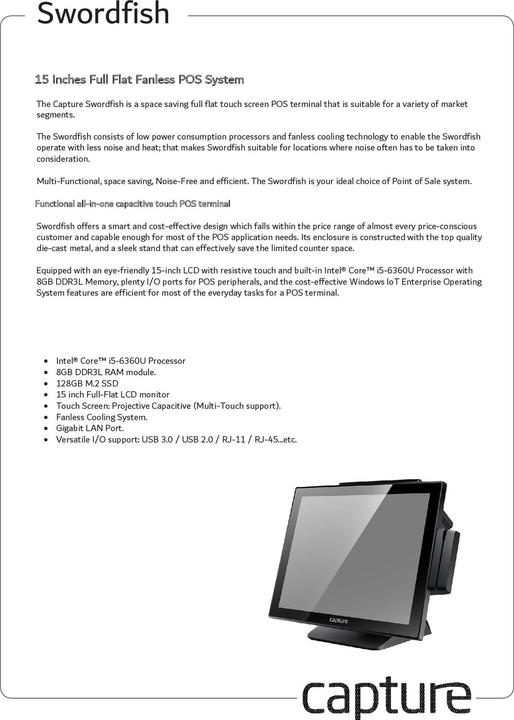Actual product image Capture Swordfish i5 POS System
