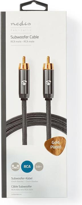 Image du produit Nedis Câble de subwoofer - RCA - plaqué or - 5 m - rond - Métal - Anthracite (5 m, Coaxial)