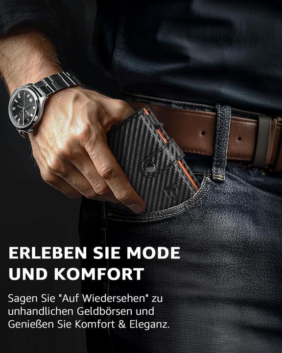 Produktbild Only-Bags.Store Portemonnaie mit Münzfach & RFID-Schutz, schlankes Portemonnaie Kartenetui klein, Geldbörse