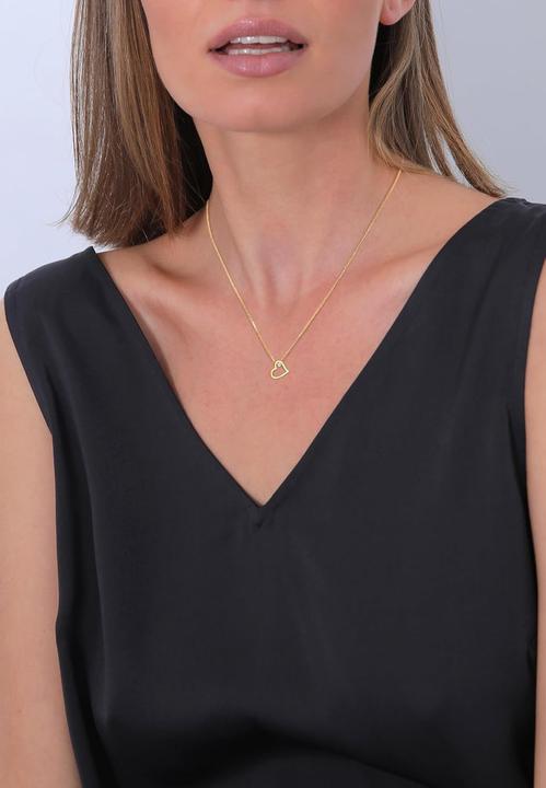 Actual product image Elli DIAMONDS Necklace Ladies Heart Linked with Diamond 003ct in 585 Yellow Gold Diamond (585 yellow gold, 45 cm)