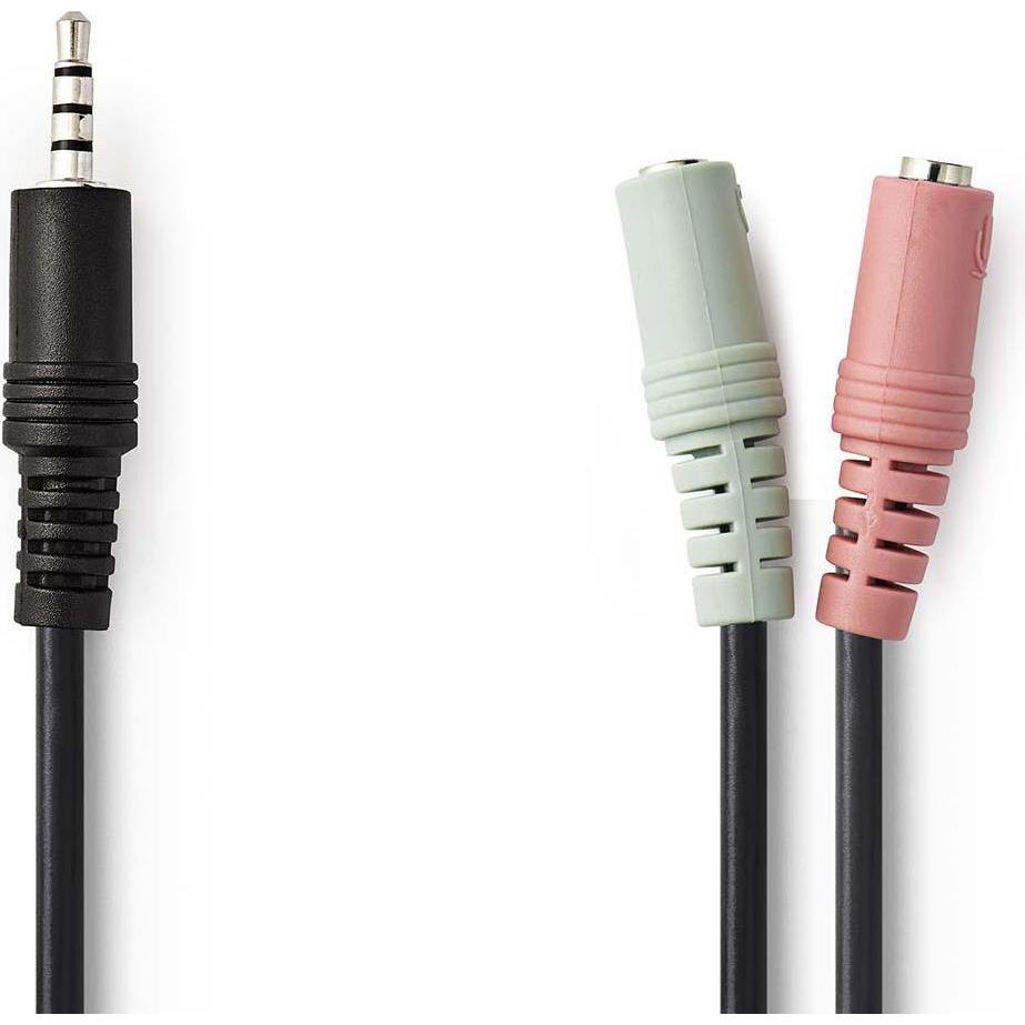 Nedis Headset-Audiokabel Klinkenstecker 3.5 mm (0.09 m, 3.5mm Klinke (AUX)), Audio Kabel