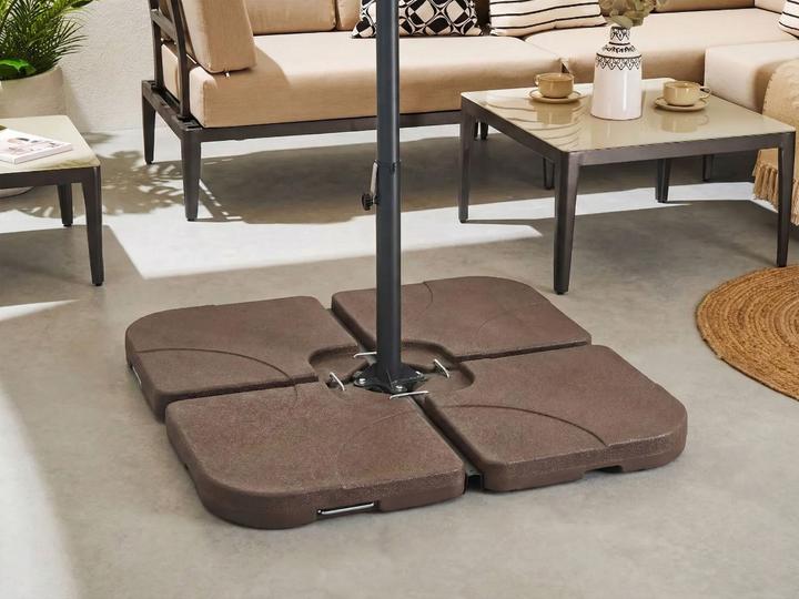 Actual product image Beliani Weighting plates for parasol stand brown 4 pieces fillable CARIA