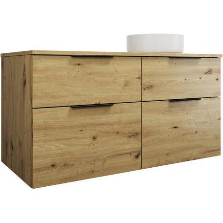 burgbad, Badmöbelset, Eqio Keramik-Aufsatzwaschtisch, rund, inklusive Waschtischunterschrank, Breite 1200m