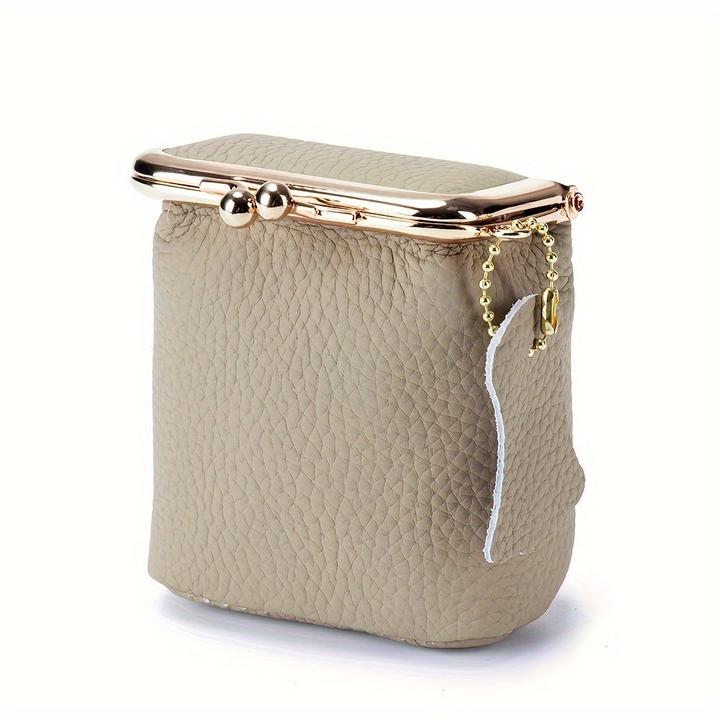 Only-Bags.Store Vintage Genuine Leather Mini Handbag Organizer with Secure Kiss Lock - Spacious Coin Purse, Key